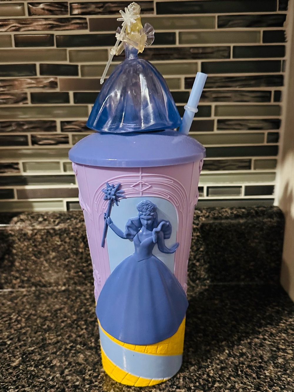 Glinda Wicked Themed Purple & Blue Plastic Tumbler with Straw